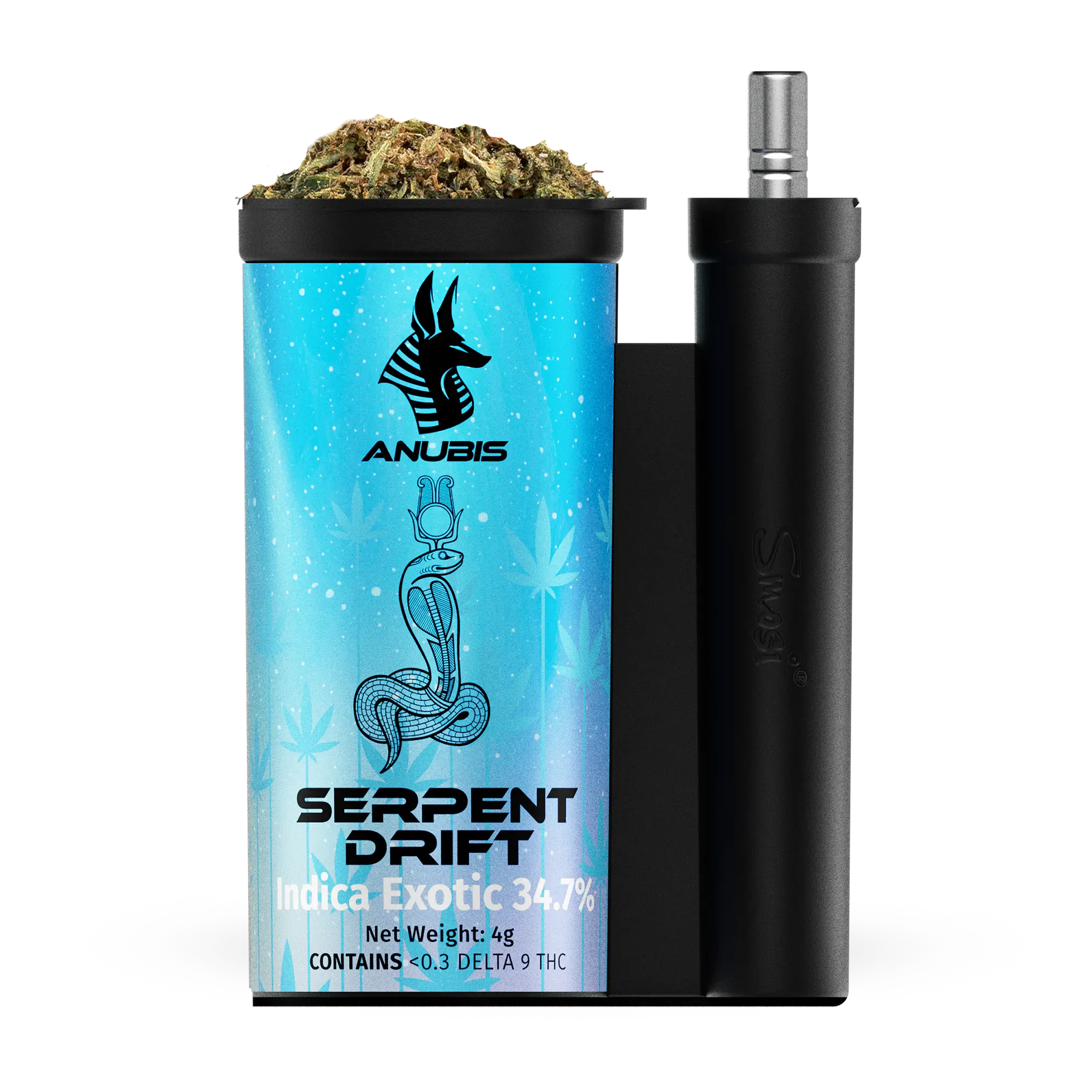 Wholesale - 4 Pack Box - Anubis 4 Gram Flower Refill + One Hitter Pipe - THCA