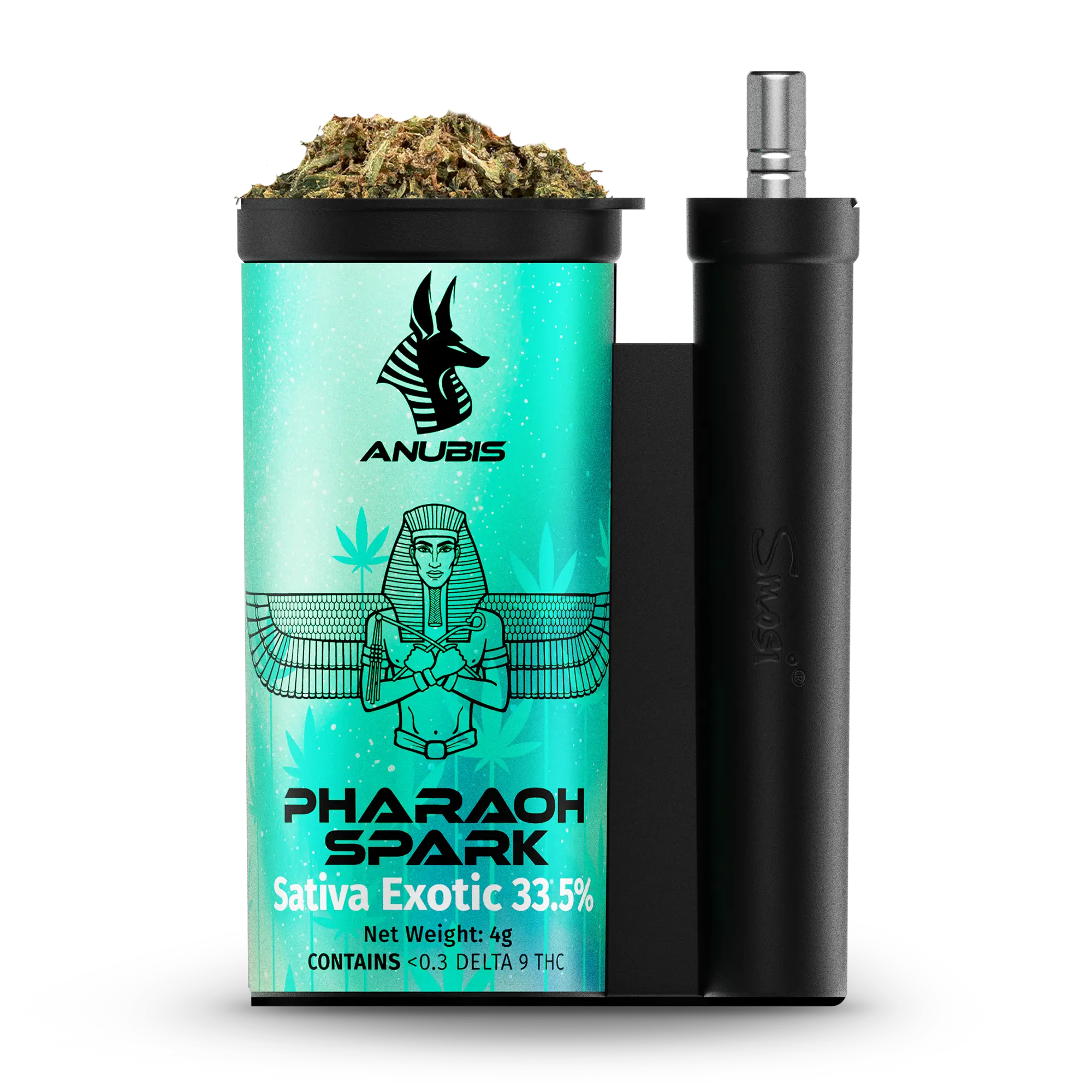 Anubis Pharaoh Spark - Sativa - 4 Gram Premium Ground Flower + One Hitter Pipe - THCA