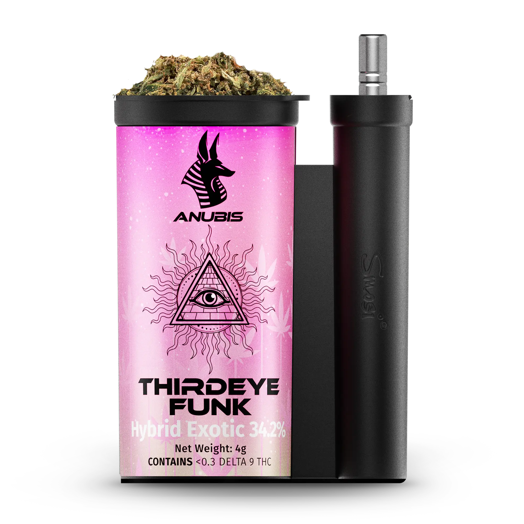 Anubis Third Eye Funk - Hybrid - 4 Gram Premium Ground Flower + One Hitter Pipe - THCA